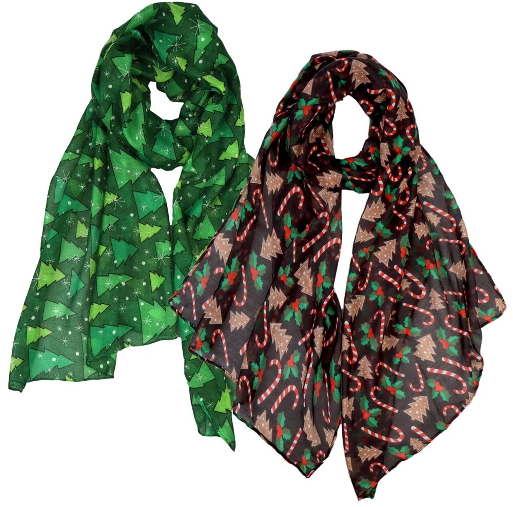 8723 2 Pack of Holiday Gift Wrapped Soft Lightweight Sheer Fall Winter